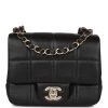 Chanel Monaco Mini Square Flap Bag Black Lambskin Light Gold Hardware