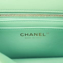 Chanel Pearl Crush Mini Square Flap Bag Dark Green Lambskin Antique Gold Hardware -Online Bag Store C M255 011323 3 09