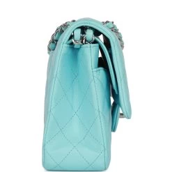 Chanel Medium Classic Double Flap Bag Blue Lambskin Silver Hardware -Online Bag Store C M255 011823 1 03