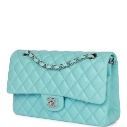 Chanel Medium Classic Double Flap Bag Blue Lambskin Silver Hardware -Online Bag Store C M255 011823 1 05