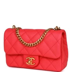 Chanel Mini Flap Bag Pink Caviar Antique Gold Hardware -Online Bag Store C M255 013023 2 03