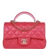 Chanel Mini Rectangular Flap With Top Handle Pink Lambskin Light Gold Hardware -Online Bag Store C M255 020223 1 01