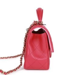 Chanel Mini Rectangular Flap With Top Handle Pink Lambskin Light Gold Hardware 13 Chanel Mini Rectangular Flap With Top Handle Pink Lambskin Light Gold Hardware -Online Bag Store C M255 020223 1 04