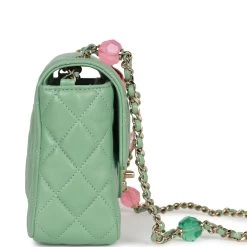Chanel Candy Heart Mini Flap Bag Turquoise Lambskin Enamel And Light Gold Hardware -Online Bag Store C M255 020923 1 04