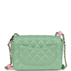 Chanel Candy Heart Mini Flap Bag Turquoise Lambskin Enamel And Light Gold Hardware -Online Bag Store C M255 020923 1 05