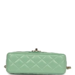 Chanel Candy Heart Mini Flap Bag Turquoise Lambskin Enamel And Light Gold Hardware -Online Bag Store C M255 020923 1 06