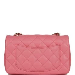 Chanel Mini Rectangular Flap Bag Coral Lambskin Light Gold Hardware -Online Bag Store C M255 021022 4 4