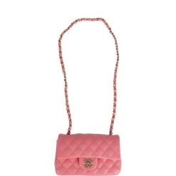 Chanel Mini Rectangular Flap Bag Coral Lambskin Light Gold Hardware -Online Bag Store C M255 021022 4 6