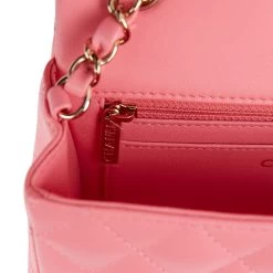 Chanel Mini Rectangular Flap Bag Coral Lambskin Light Gold Hardware -Online Bag Store C M255 021022 4 9