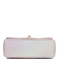 Chanel Mini Rectangular Flap Bag With Top Handle Light Pink Ombre Lambskin Antique Gold Hardware -Online Bag Store C M255 021422 1 4