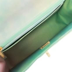 Chanel Mini Rectangular Flap Bag With Top Handle Green Ombre Lambskin Antique Gold Hardware -Online Bag Store C M255 021522 1 08