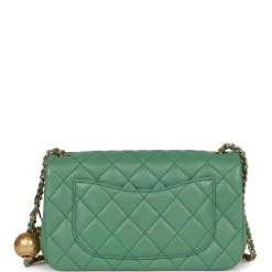 Chanel Pearl Crush Mini Rectangular Flap Bag Dark Green Lambskin Antique Gold Hardware -Online Bag Store C M255 021723 2 05