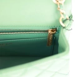Chanel Pearl Crush Mini Rectangular Flap Bag Dark Green Lambskin Antique Gold Hardware -Online Bag Store C M255 021723 2 09