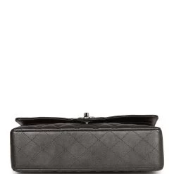 Chanel Medium Classic Double Flap Bag Metallic Grey Lambskin Silver Hardware -Online Bag Store C M255 022023 1 06