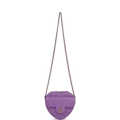 Chanel CC In Love Large Heart Bag Purple Lambskin Light Gold Hardware -Online Bag Store C M255 051022 2 01