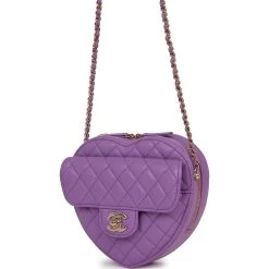 Chanel CC In Love Large Heart Bag Purple Lambskin Light Gold Hardware -Online Bag Store C M255 051022 2 06