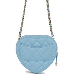 Chanel CC In Love Heart Clutch With Chain Blue Lambskin Light Gold Hardware -Online Bag Store C M255 052022 1 04