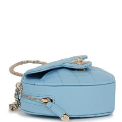 Chanel CC In Love Heart Clutch With Chain Blue Lambskin Light Gold Hardware -Online Bag Store C M255 052022 1 07
