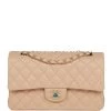 Chanel Medium Classic Double Flap Bag Beige Lambskin Light Gold Hardware -Online Bag Store C M255 053122 1 01