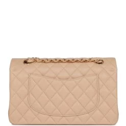 Chanel Medium Classic Double Flap Bag Beige Lambskin Light Gold Hardware -Online Bag Store C M255 053122 1 04