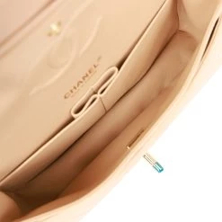 Chanel Medium Classic Double Flap Bag Beige Lambskin Light Gold Hardware -Online Bag Store C M255 053122 1 08