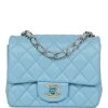 Chanel Mini Square Flap Bag Blue Lambskin Light Gold Hardware -Online Bag Store C M255 062722 1 01