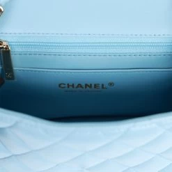 Chanel Mini Square Flap Bag Blue Lambskin Light Gold Hardware -Online Bag Store C M255 062722 1 09