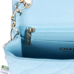 Chanel Mini Square Flap Bag Blue Lambskin Light Gold Hardware -Online Bag Store C M255 062722 1 10