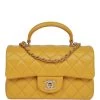 Chanel Mini Rectangular Flap With Top Handle Yellow Lambskin Light Gold Hardware 2 Chanel Mini Rectangular Flap With Top Handle Yellow Lambskin Light Gold Hardware -Online Bag Store C M255 070622 1 01