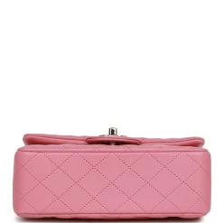 Chanel Mini Rectangular Flap Bag With Top Handle Pink Lambskin Light Gold Hardware -Online Bag Store C M255 072022 2 06