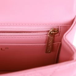Chanel Mini Rectangular Flap Bag With Top Handle Pink Lambskin Light Gold Hardware -Online Bag Store C M255 072022 2 09