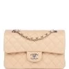 Chanel Small Classic Double Flap Beige Lambskin Silver Hardware -Online Bag Store C M255 081022 3 01