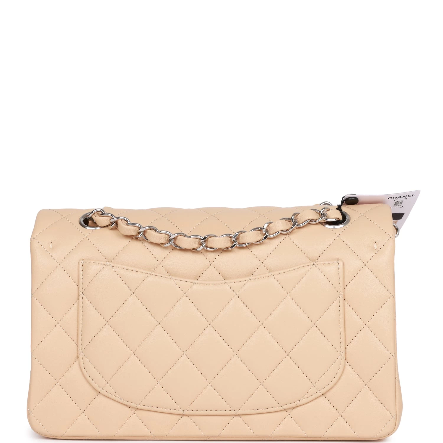 Chanel Small Classic Double Flap Beige Lambskin Silver Hardware 6 Chanel Small Classic Double Flap Beige Lambskin Silver Hardware - Image 4