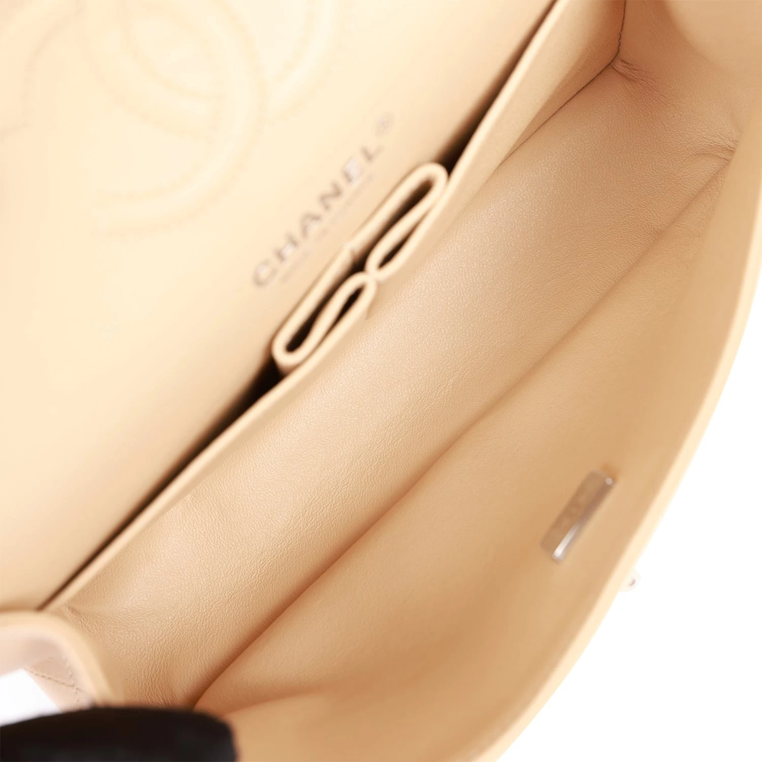 Chanel Small Classic Double Flap Beige Lambskin Silver Hardware 10 Chanel Small Classic Double Flap Beige Lambskin Silver Hardware - Image 8