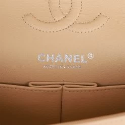 Chanel Small Classic Double Flap Beige Lambskin Silver Hardware 19 Chanel Small Classic Double Flap Beige Lambskin Silver Hardware -Online Bag Store C M255 081022 3 09