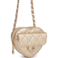 Chanel CC In Love Heart Belt Bag Gold Lambskin Light Gold Hardware -Online Bag Store C M255 081722 1 03