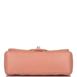 Chanel Mini Rectangular Flap Bag Rose Lambskin Silver Hardware -Online Bag Store C M255 081921 1 6