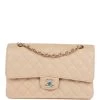 Chanel Medium Classic Double Flap Bag Beige Iridescent Caviar Light Gold Hardware -Online Bag Store C M255 091322 1 01
