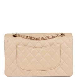 Chanel Medium Classic Double Flap Bag Beige Iridescent Caviar Light Gold Hardware -Online Bag Store C M255 091322 1 04
