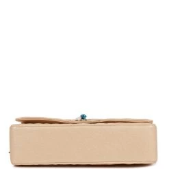 Chanel Medium Classic Double Flap Bag Beige Iridescent Caviar Light Gold Hardware -Online Bag Store C M255 091322 1 06