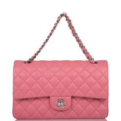 Chanel Medium Classic Double Flap Rose Pink Lambskin Silver Hardware -Online Bag Store C M255 092421 3 7