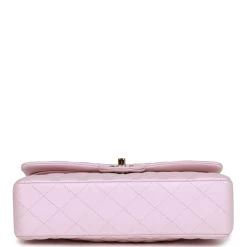 Chanel Medium Classic Double Flap Bag Pink Iridescent Lambskin Light Gold Hardware 12 Chanel Medium Classic Double Flap Bag Pink Iridescent Lambskin Light Gold Hardware -Online Bag Store C M255 092622 1 04