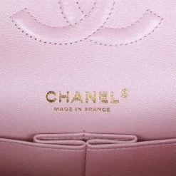 Chanel Medium Classic Double Flap Bag Pink Iridescent Lambskin Light Gold Hardware 14 Chanel Medium Classic Double Flap Bag Pink Iridescent Lambskin Light Gold Hardware -Online Bag Store C M255 092622 1 06