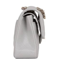 Chanel Small Classic Double Flap Grey Caviar Light Gold Hardware -Online Bag Store C M255 100322 3 03