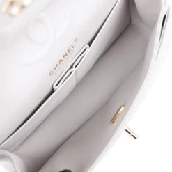 Chanel Small Classic Double Flap Grey Caviar Light Gold Hardware -Online Bag Store C M255 100322 3 08