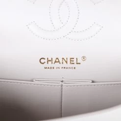 Chanel Small Classic Double Flap Grey Caviar Light Gold Hardware -Online Bag Store C M255 100322 3 09