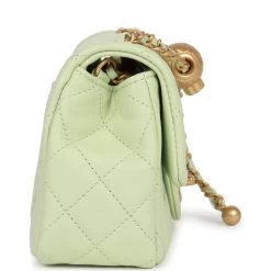Chanel Pearl Crush Mini Rectangular Flap Bag Green Lambskin Antique Gold Hardware -Online Bag Store C M255 101022 1 YL 05