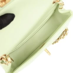 Chanel Pearl Crush Mini Rectangular Flap Bag Green Lambskin Antique Gold Hardware -Online Bag Store C M255 101022 1 YL 08