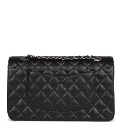 Chanel Medium Classic Double Flap Black Caviar Silver Hardware -Online Bag Store C M255 110722 1 04