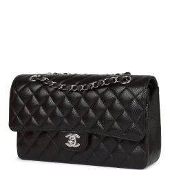 Chanel Medium Classic Double Flap Black Caviar Silver Hardware -Online Bag Store C M255 110722 1 05